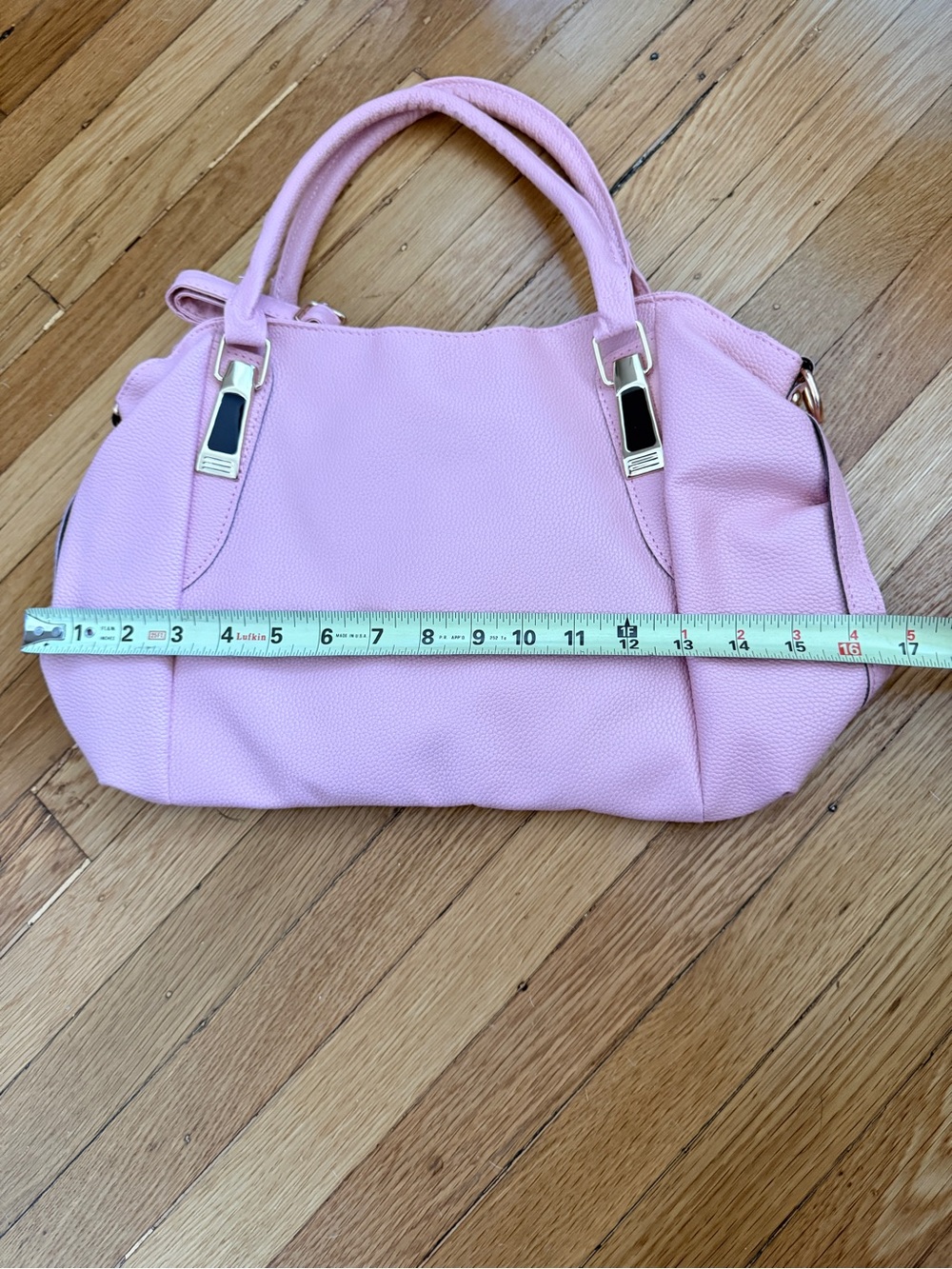 Light Pink Faux Leather Satchel Shoulder Bag Gold Hardware NWOT - Picture 9 of 9